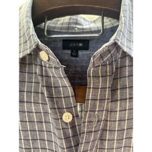 Joes XL Capri Plaid Collection Linen Button‎ Up Shirt Long Sleeved Blue Plaid